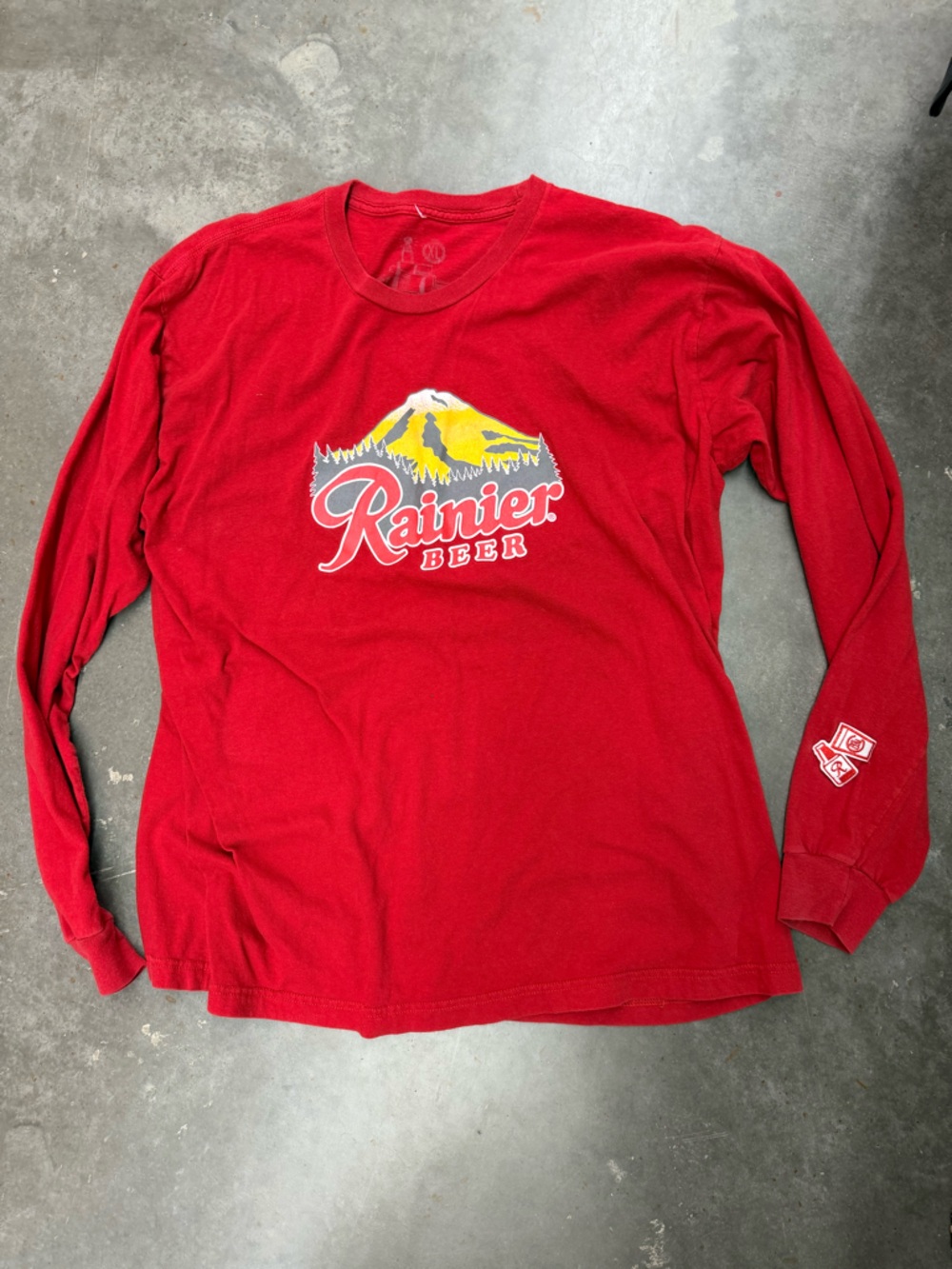 Men’s Long Sleeve Rainier Beer Tee - Red
